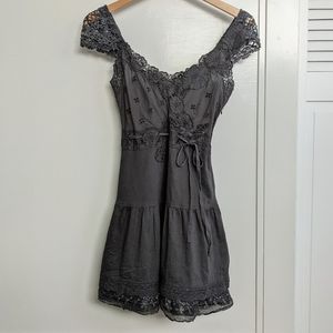 Free People Lace Eyelet Sun Dress Gray Zip Size 2